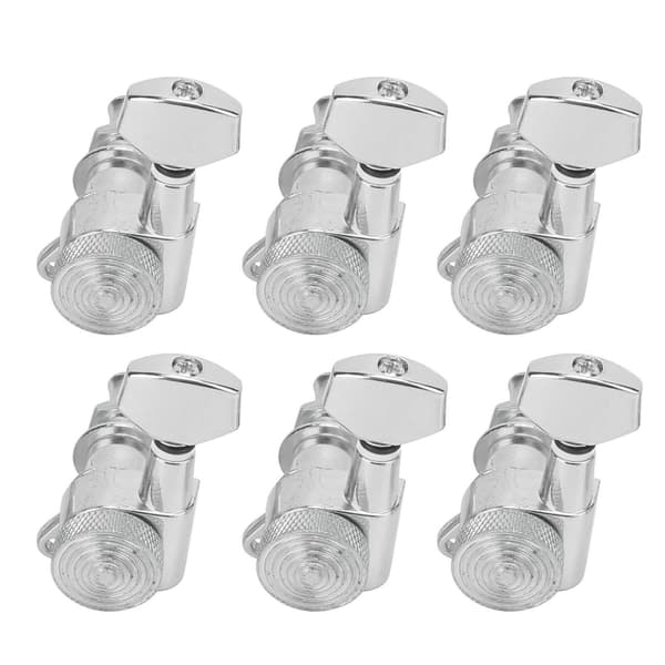 6 st låsbara gitarrsträngstämningspinnar i metall, förseglade stämskruvar, nyckelsats, silver, 6 vänsterpinnar
