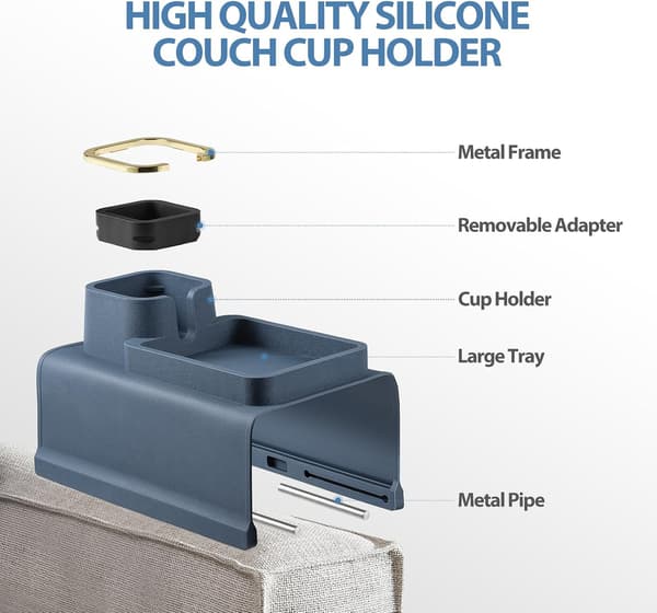 Multifunctional Silicone Sofa Tray - Flexible Cup Holder for Drinks, Snacks, and Phones (Blue) Brand: Cinnani