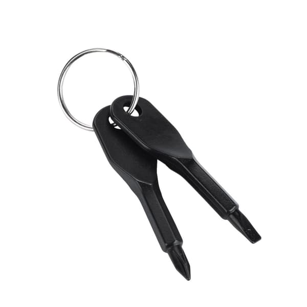 Portable Stainless Steel Screwdriver Set with Keychain - 2 Pieces (Black)