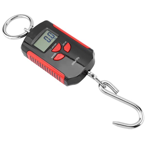 Portable Electronic Hanging Scale Digital LCD Backlit Display kg/lb/JIN 200KG with Hook Red Frame