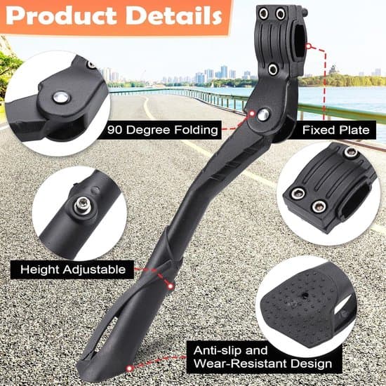 1-pack Adult Bicycle Kickstand, 24-29 inch, Adjustable, Black