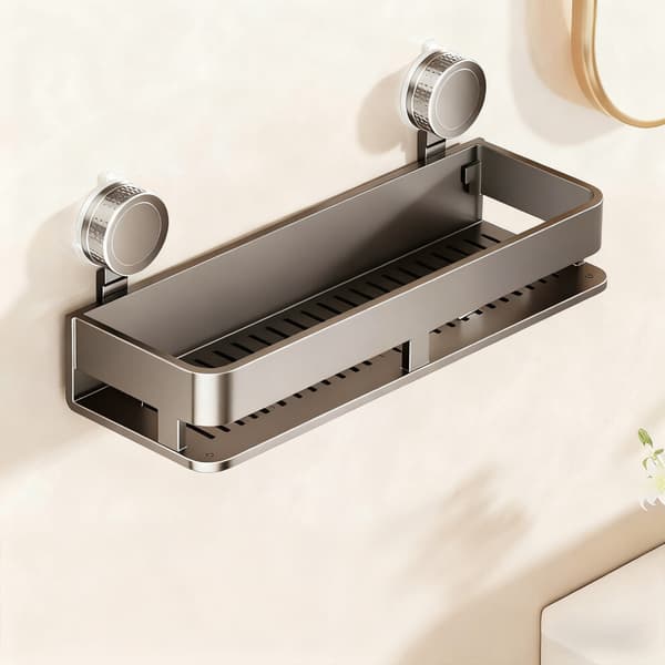 Wall-mounted shelf with suction cup (40cm) - a multifunctional stainless steel shelf suitable for bathroom/kitchen, and removable.