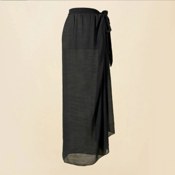 Long Beach Wraps för kvinnor Snabbtorkande Andas Snygg Vintage Print Baddräkt Wrap Black Free Storlek