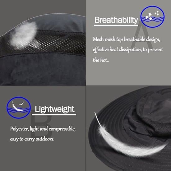 Fiskerhat - Dame - Hat - Herre - UV-beskyttelse Solhat - Hat - Unisex - UV-beskyttelse - Elastisk - Justerbar og Sammenfoldelig - Én Størrelse - Sort
