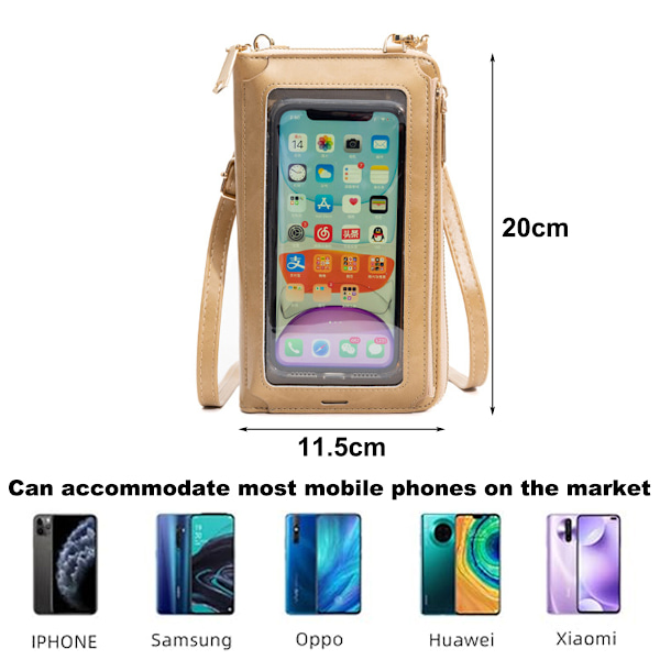 Liten crossbody-mobilväska för kvinnor, miniväska med axelrem