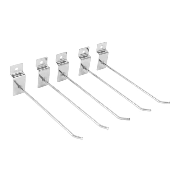 50 Pcs Slatwall Hooks, Slot Panel Wire Hooks for Retail, 15cm, 3.3mm, Silver Display Fixtures