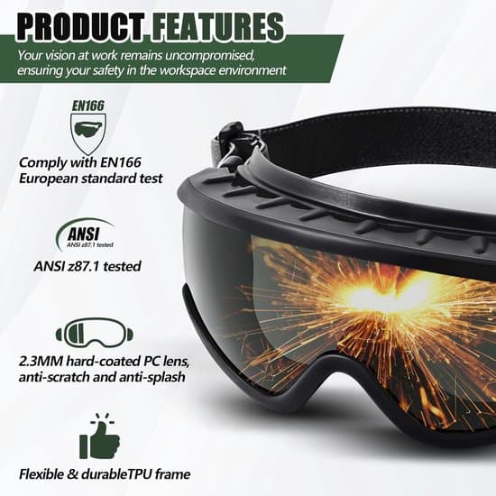 Welding Goggles - Eye Protection Glasses - Perform Welding Work - IR Lens Shade 5 - 16 x 75 cm - Black