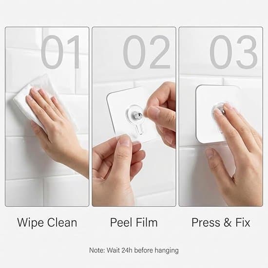 20-pack 6x6cm Self-Adhesive Transparent Wall Hooks