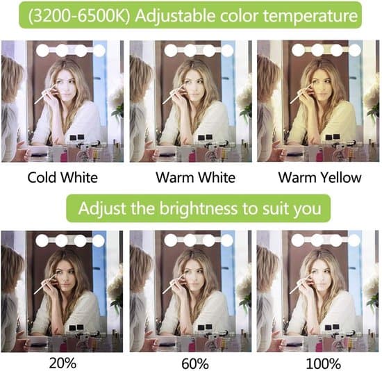 LED Makeup Mirror Light, 4 Bulbs, Dimmable, Portable, Wireless Charging, Hollywood Style, Bathroom Mirror Light (Mirror Not Included).