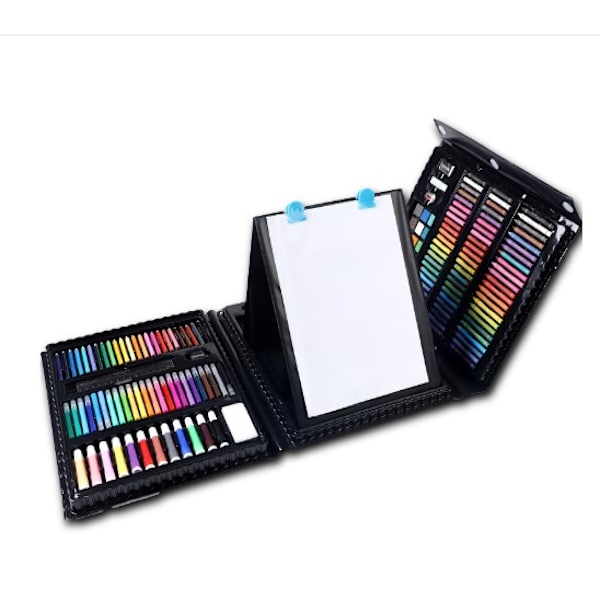 208 set målarset för barn, bärbart case, case, set med vaxkritor, staffli, akvarellpennor, pastell, utmärkt