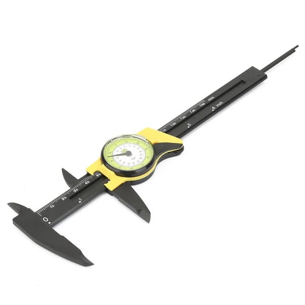 Plast Dial Vernier Caliper Linjal - Profesjonelt 0-150mm Måleverktøy (Gul)