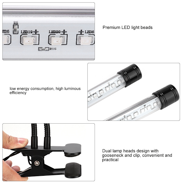 USB 30LED Sisätilojen Kasvien Kasvatusvalo Punainen Sininen Kaksoislampupäät Joutsenkaula & Kiinnike