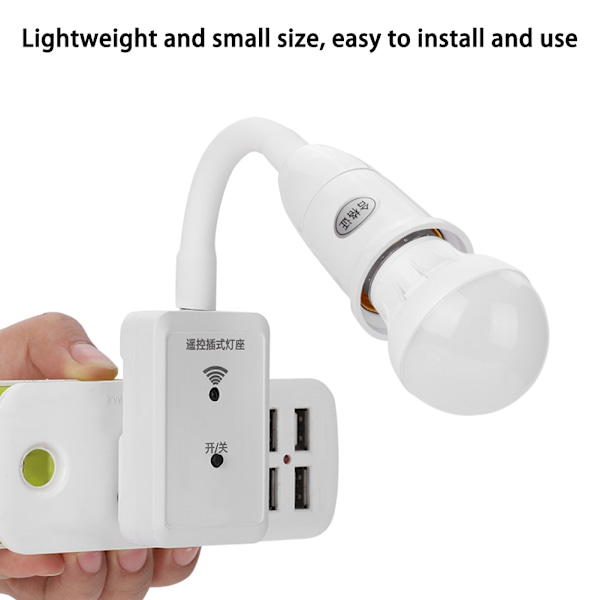 220V E27 LED Nattlampa Intelligent Fjärrkontroll Lamphållare med 5W Vit Glödlampa