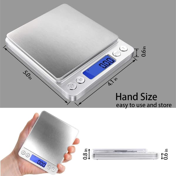 Digital gram scale with 0.1 gram accuracy, 500-gram small jewelry scale.