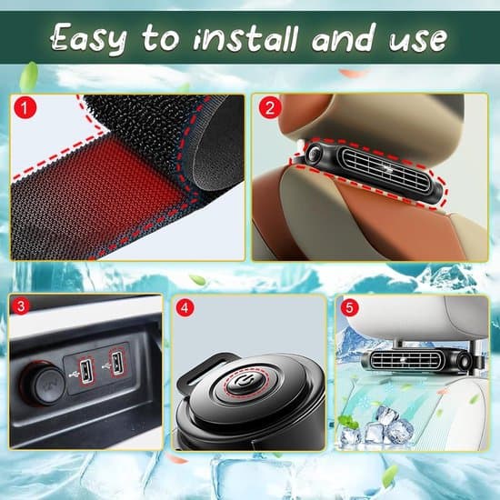 Car Seat Fan with Powerful Dual Turbines, Three Adjustable Speeds