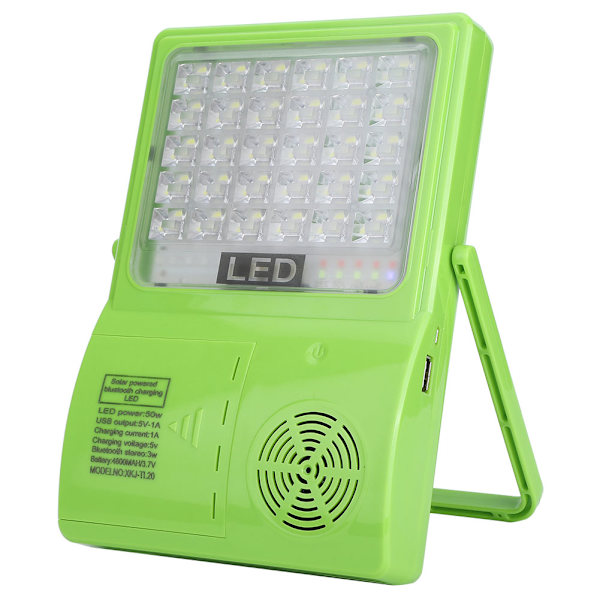 Aurinkoenergialla toimiva LED-valo, monitoiminen kannettava langaton kaiutin ja varoitusvalo Bluetoothille