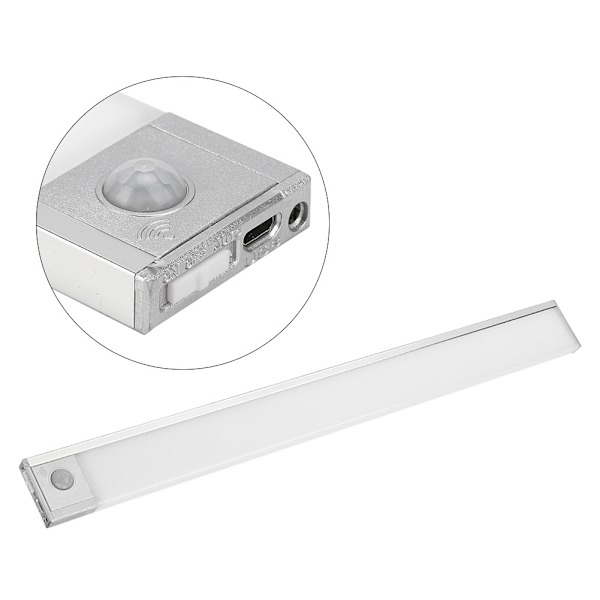 LED-rörelsesensor garderobslampa USB-laddningsbar för kökstrapphallgång under diskbelysning