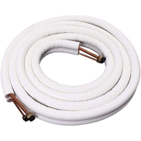 1/4-3/8 Kobberforbindelse 2m - Isoleret Kobberrør - Aircondition Slangefittings - Par af oprullede rør