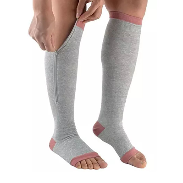 3 par Kompresjonsstrømper med glidelås Nylon Åpne tå Kompresjonsstrømper for turgåing Løping