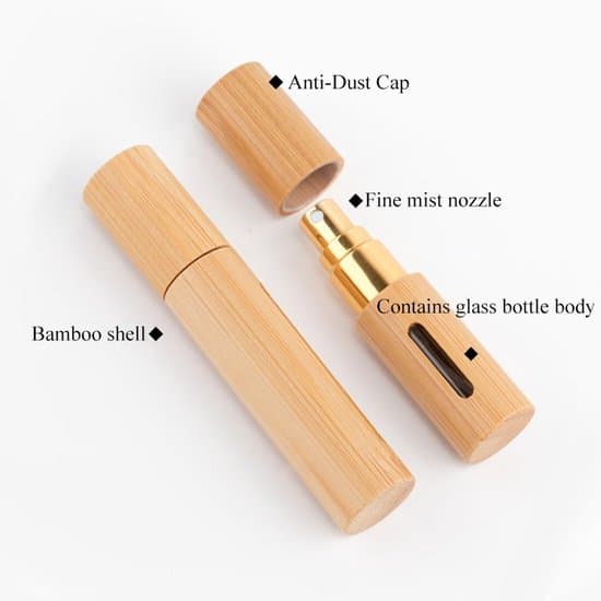 2 stk. - tomme bambus sprayflasker - mini parfumeflasker - duftflasker - med glasindvendig - til makeup, lotioner og parfumer - 97×19.5mm