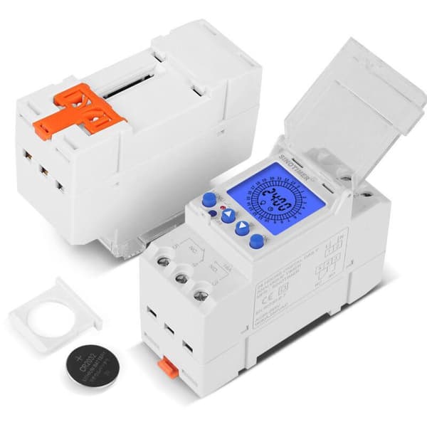24-timmars digital LCD-display, elektronisk klocka, 85-265V, DIN-skenmontering, programmerbar smart analog timerbrytare med 15-minutersintervall (16A)