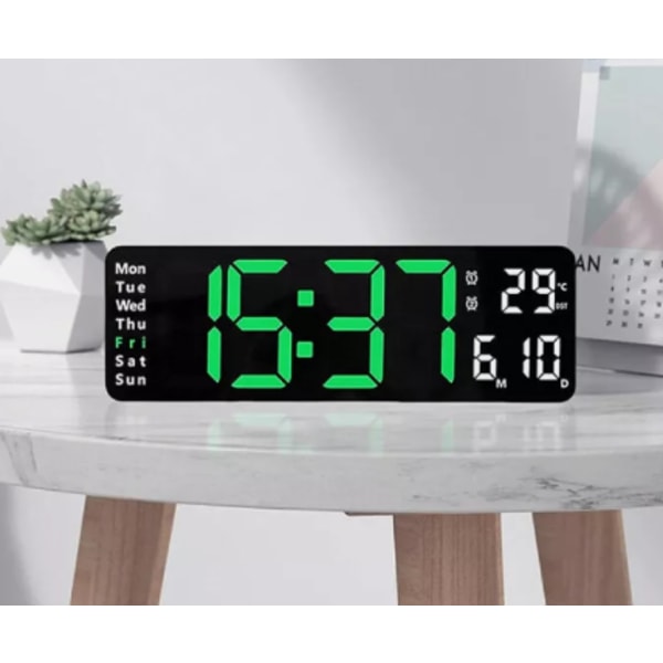 13\" Stor Digital Väggklocka med Fjärrkontroll, Stor Display LED Väggklocka Timer