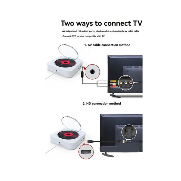VCD, CD, DVD Multifunctional Audio Music Player with Speaker, FM Radio, Wall-Mounted Auxiliary Input with Remote Control (EU) B