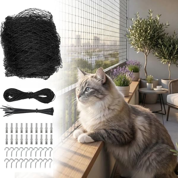 Cat Net - 10m x 3m - Balcony Cat Net - Cat Safety Net - Includes Installation Kit - Cat-Specific Net - Fall Protection for Cats...