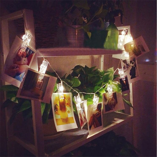 Fotoclips LED Lampe Pynt Lysstreng Fest Festival Hængende Dekoration Lys Hvid