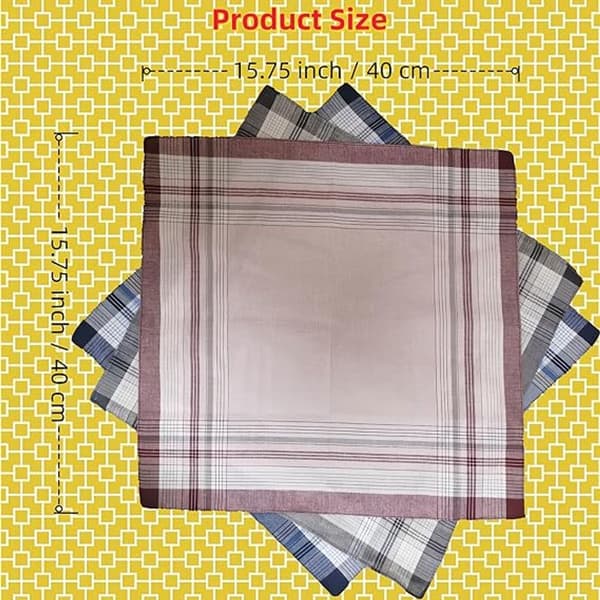 12-pak klassiske ternede lommetørklæder til mænd - 100% bomuld 40x40cm absorberende - assorterede farver
