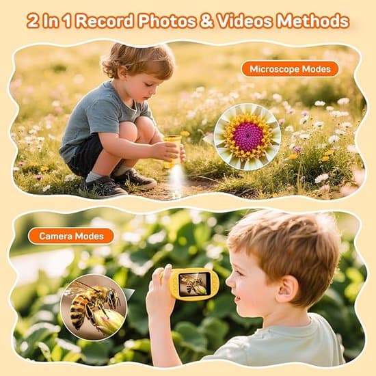 Yellow ----Kids 1000x Digital Microscope 2-inch 1080p LCD Screen