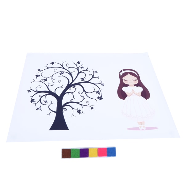 Baby Girl Födelsedagsfest Gästsignatur Bok Incheckning Fingeravtryck Trädmålning