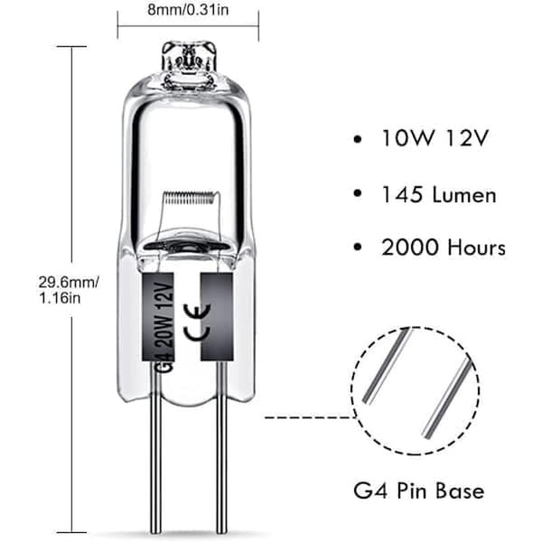 20-pakning G4 halogenpærer 20W 12V - Varmhvite
