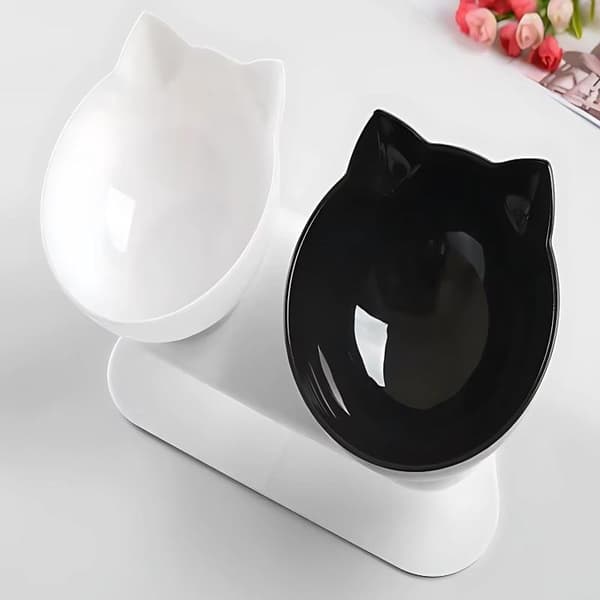 Dobbel matskål - 2×400 ml plastskåler for mat/vann