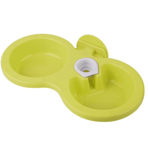 Double Bowl Hanging Pet Feeder for Cage and Crate (Green)