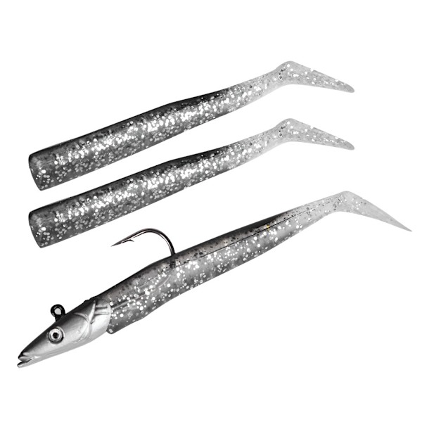 Fiskesluk Tunfiskformet Agnsluk Fiskeutstyr Krok med Jigghode Fisketilbehør (svart&sølv)