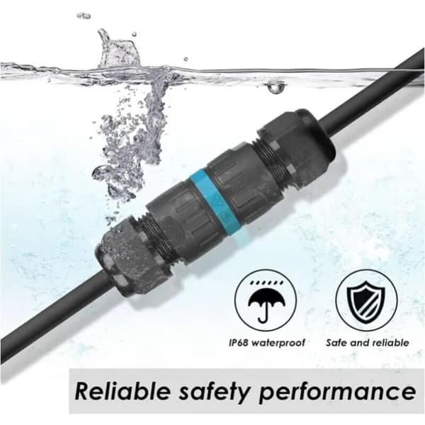 Four IP68 Waterproof Junction Boxes for 3-Wire Cable Connections; Outdoor Waterproof Terminal Blocks Suitable for Ø9-12mm² Cables.