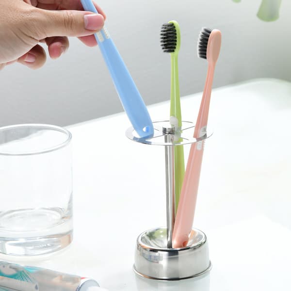Stainless Steel Cosmetic Brush Holder with Toothbrush and Toothpaste Organizer