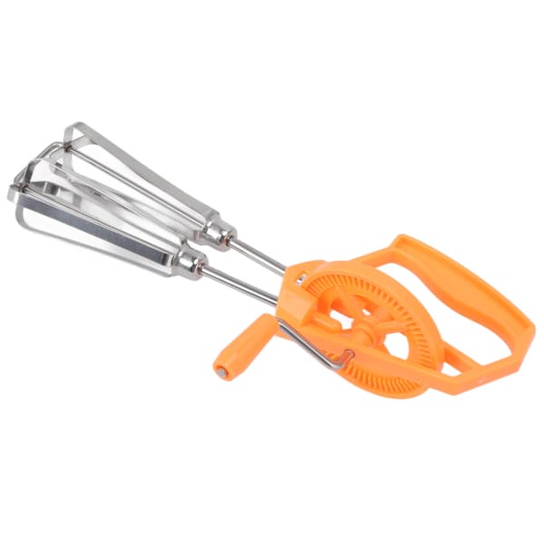 Orange Manual Egg Beater, Stainless Steel & Plastic Hand-Cranked Mixer, Effort-Saving Whisk for Kitchen Baking & Cooking