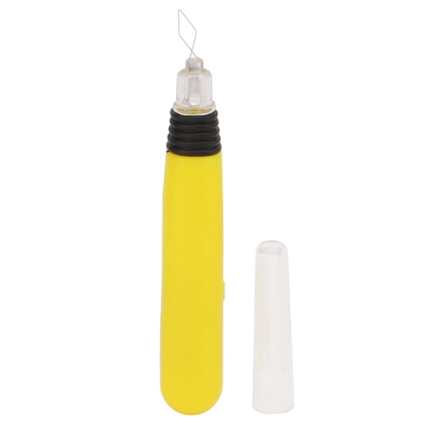 Portable LED Needle Threader, Battery Operated, Easy Grip Plastic Sewing Tool for Machines, Yellow