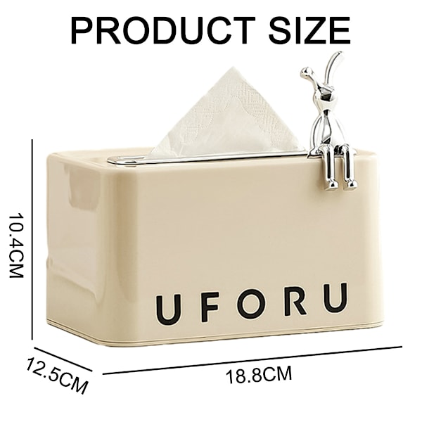 Vævæskeskrin Cover Rektangulært Vævæskeskrin Holder med fjeder, Glatte Kanter, Automatisk Op-Ned, Hvid, 7.4 x 4.9 x 4\"