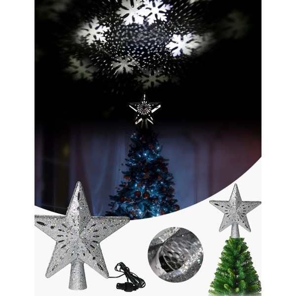 LED Snowflake Projector Star Christmas Tree Topper