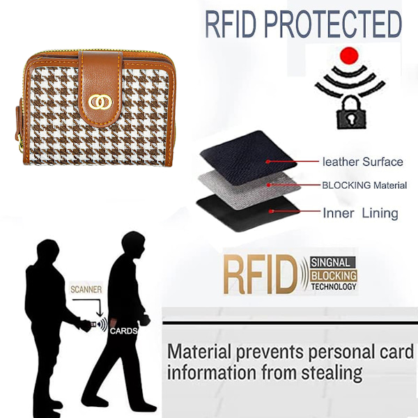 PU-läder Kreditkortshållare Plånbok för Kvinnor Bifold Dragkedja Kortfodral Organizer