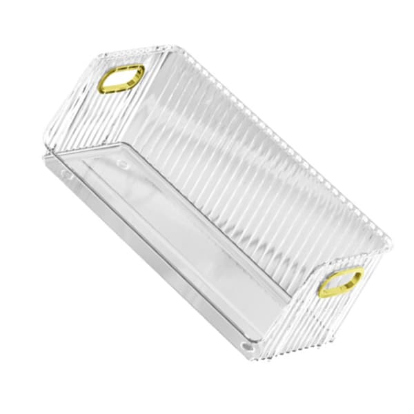 Desktop Organizer PET Clear Stackable Storage Box for Cups Makeup, Modern Gold Edge