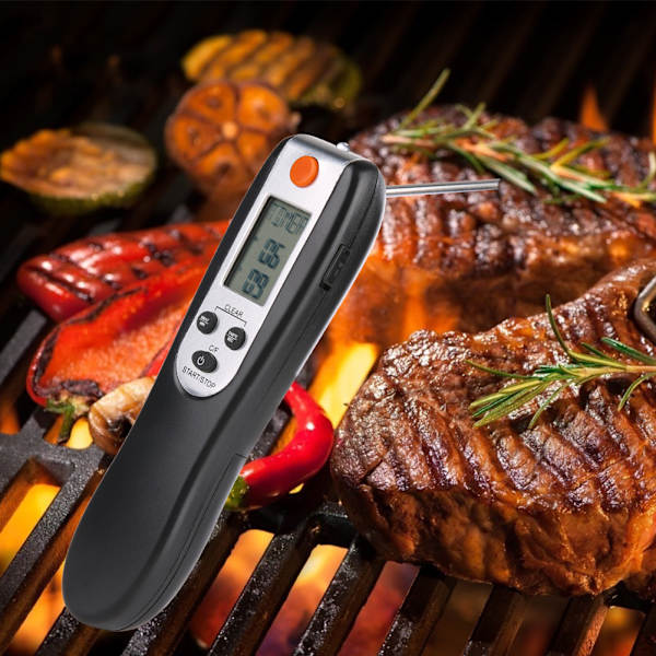 1 st LCD-kött BBQ-termometer Fällbar digital kök matlagning sond