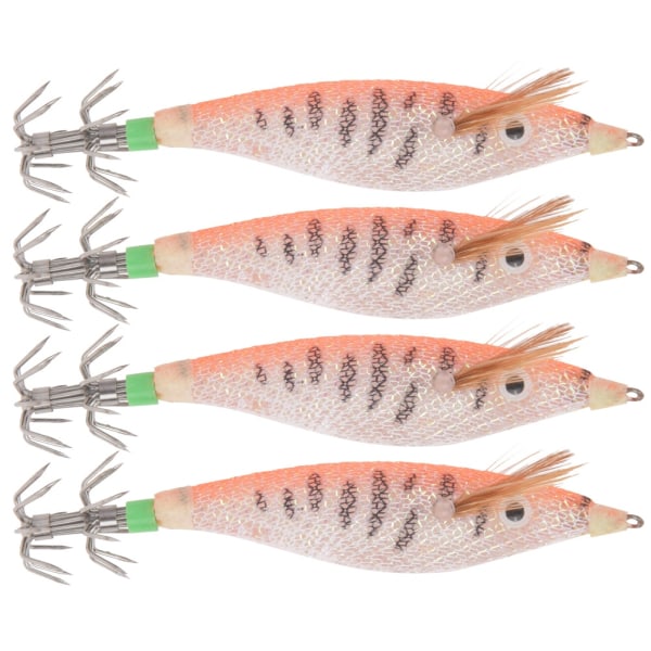 4Pcs Artificial Simulation ABS Fishing Lure Bait Dual Squid Hook with Luminous Stick Slot