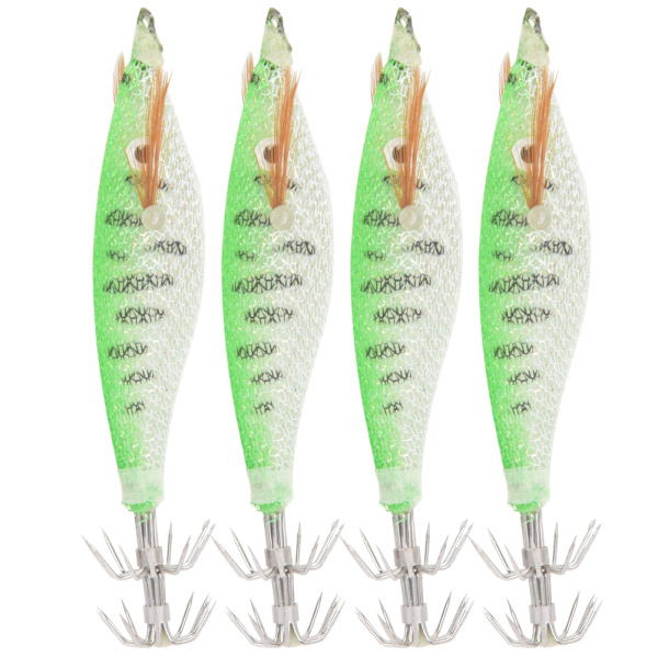 4 stk. Kunstige Simulerings ABS Fiske Agns Fiske Agns Dobbel Blekksprutkrok med Lysende Pinner Spor