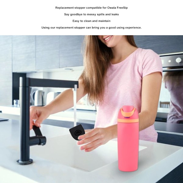 4 st Ersättningsproppar Kompatibla med Owala FreeSip Silikon Anti-Spill Lock Propp Vattenflaska Topplock Ersättningsdelar Svart