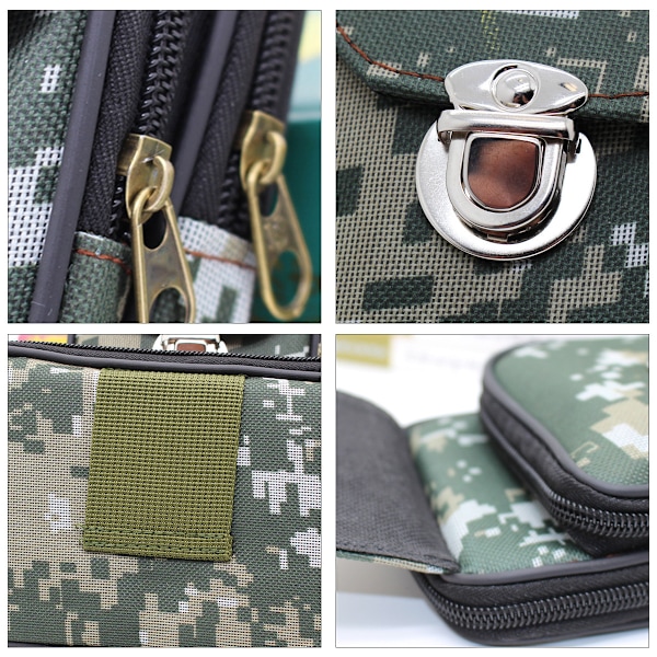 Kamouflage canvas mobiltelefonväska Bälte Fanny pack med spänne myntbörs för män