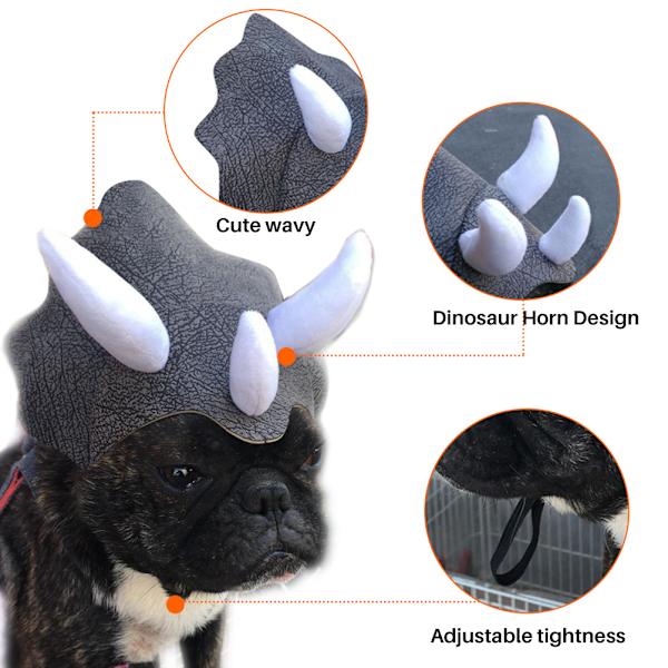 Husdjurshuvudbonad Triceratops Husdjurshuvud Rolig Husdjurskläder Hund Katt Klä Upp Festkläder Kläder Cosplay Söt Horn Huvudbonad